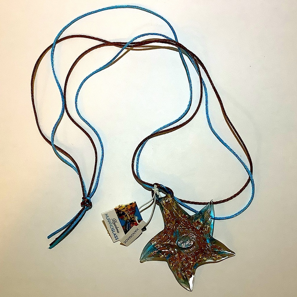 Mia Fiore Murano Glass Starfish Pendant On Cord Handmade New